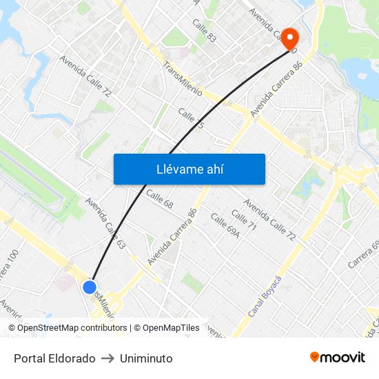 Portal Eldorado to Uniminuto map