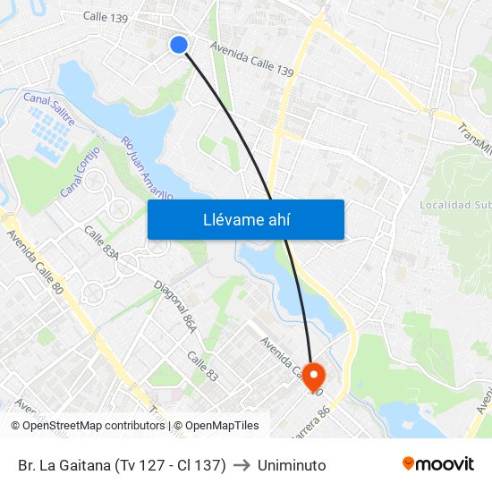 Br. La Gaitana (Tv 127 - Cl 137) to Uniminuto map
