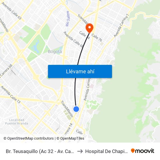 Br. Teusaquillo (Ac 32 - Av. Caracas) to Hospital De Chapinero map