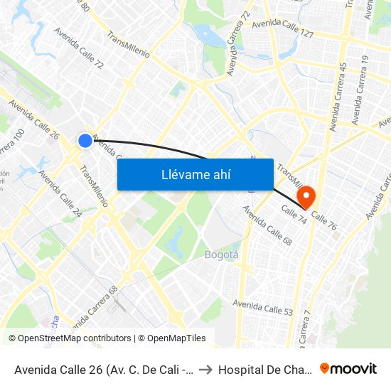 Avenida Calle 26 (Av. C. De Cali - Cl 51) (A) to Hospital De Chapinero map