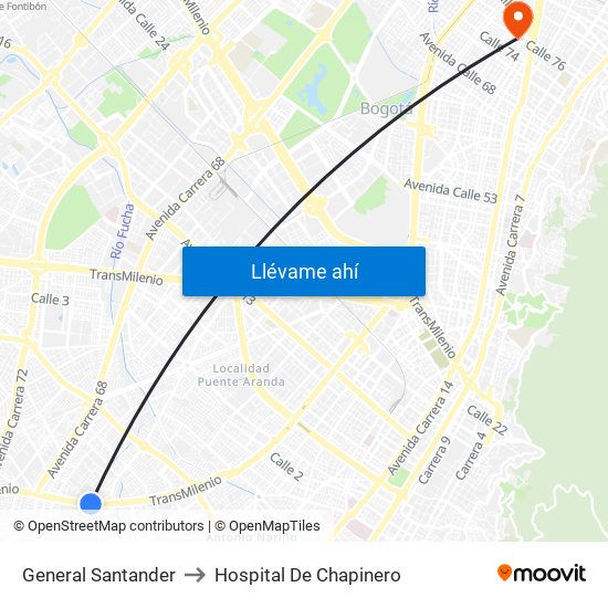 General Santander to Hospital De Chapinero map