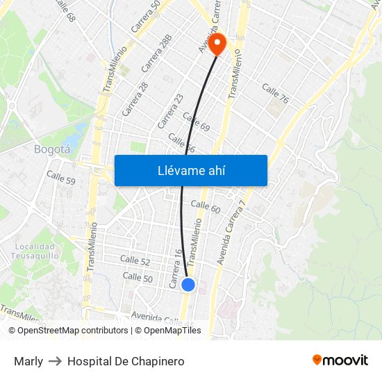 Marly to Hospital De Chapinero map