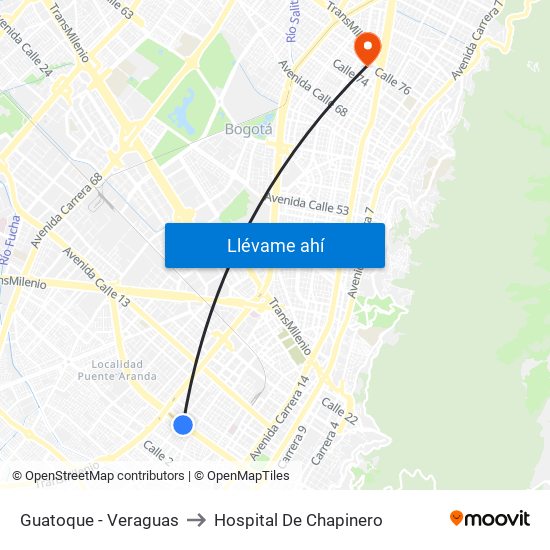 Guatoque - Veraguas to Hospital De Chapinero map