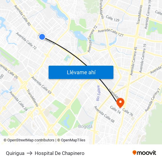Quirigua to Hospital De Chapinero map