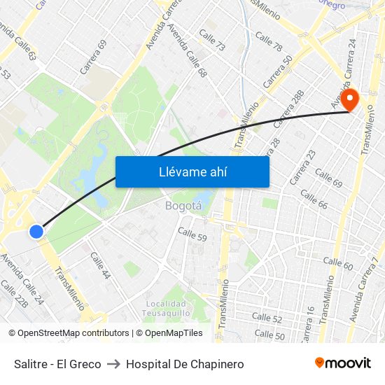 Salitre - El Greco to Hospital De Chapinero map