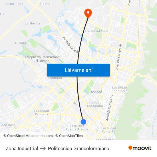 Zona Industrial to Politecnico Grancolombiano map