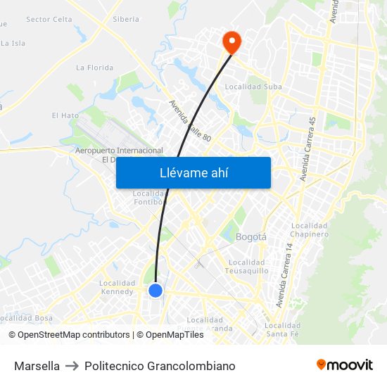 Marsella to Politecnico Grancolombiano map