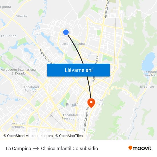 La Campiña to Clínica Infantil Colsubsidio map