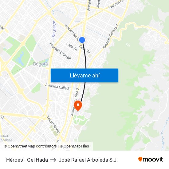 Héroes - Gel'Hada to José Rafael Arboleda S.J. map