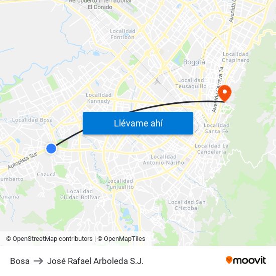 Bosa to José Rafael Arboleda S.J. map