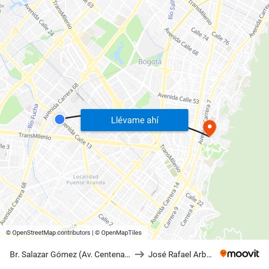 Br. Salazar Gómez (Av. Centenario - Kr 65) (A) to José Rafael Arboleda S.J. map