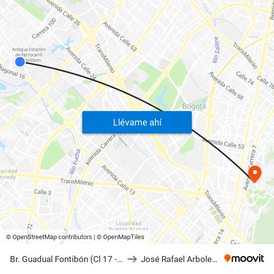 Br. Guadual Fontibón (Cl 17 - Kr 96h) to José Rafael Arboleda S.J. map