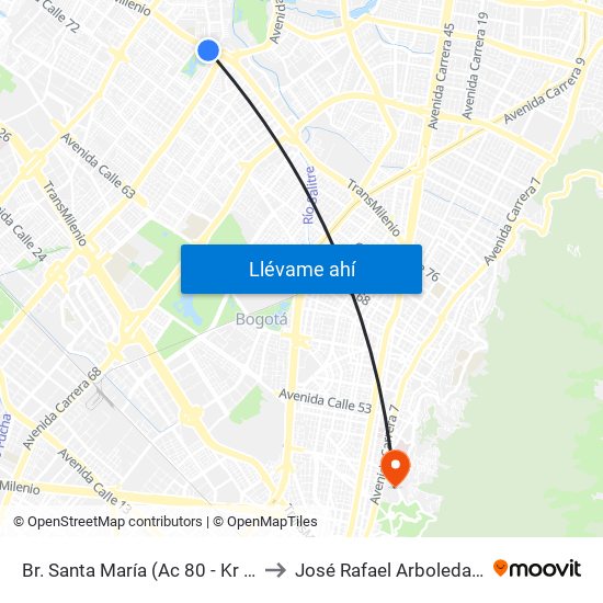 Br. Santa María (Ac 80 - Kr 73b) to José Rafael Arboleda S.J. map