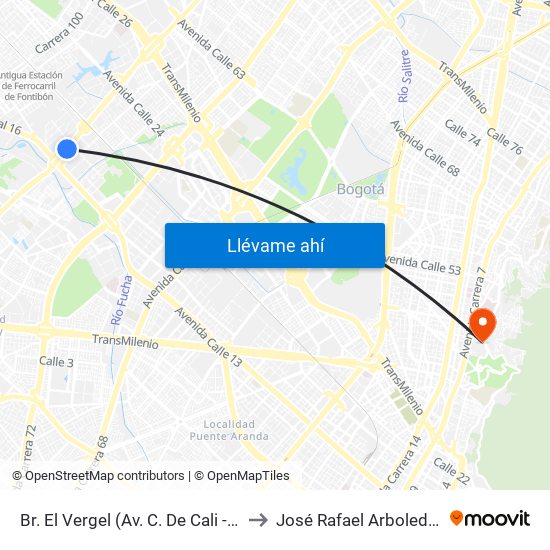 Br. El Vergel (Av. C. De Cali - Cl 18) to José Rafael Arboleda S.J. map