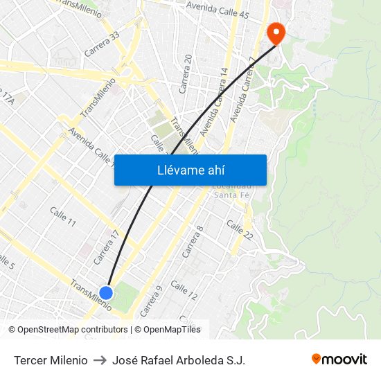 Tercer Milenio to José Rafael Arboleda S.J. map