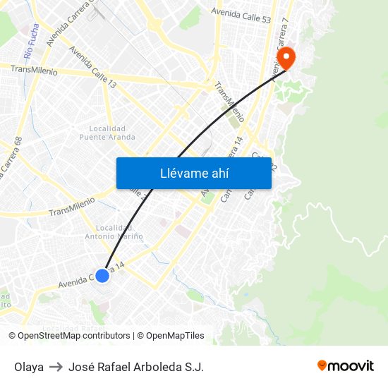 Olaya to José Rafael Arboleda S.J. map