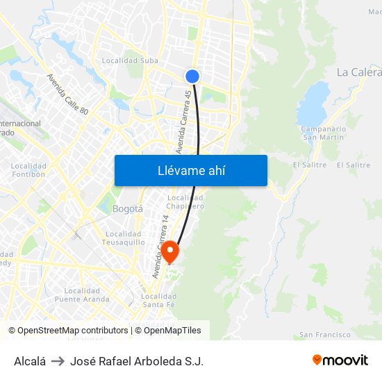 Alcalá to José Rafael Arboleda S.J. map