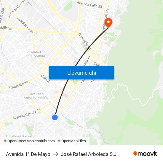 Avenida 1° De Mayo to José Rafael Arboleda S.J. map