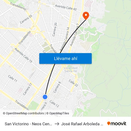 San Victorino - Neos Centro to José Rafael Arboleda S.J. map