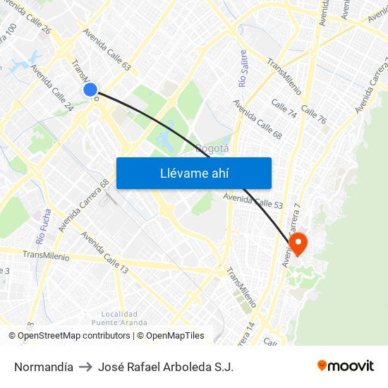 Normandía to José Rafael Arboleda S.J. map