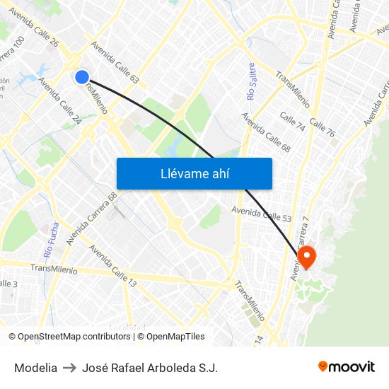 Modelia to José Rafael Arboleda S.J. map