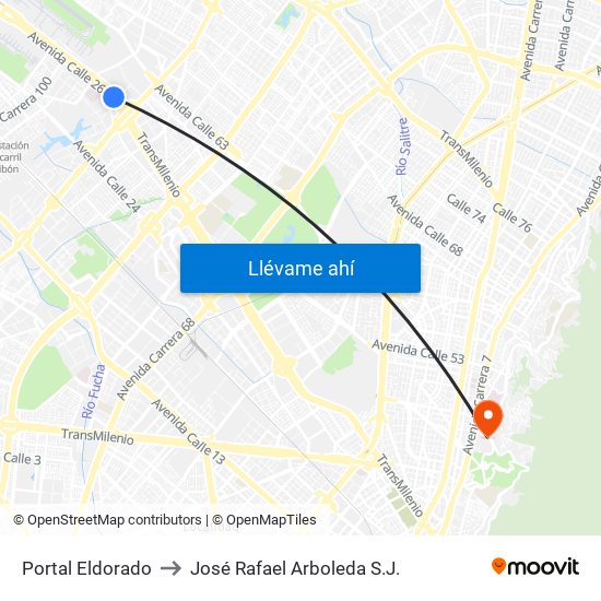 Portal Eldorado to José Rafael Arboleda S.J. map