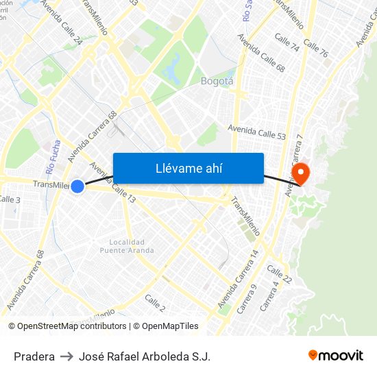 Pradera to José Rafael Arboleda S.J. map