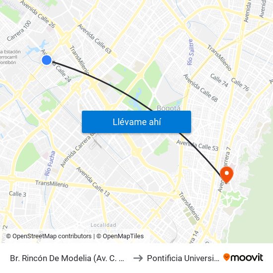 Br. Rincón De Modelia (Av. C. De Cali - Av. Esperanza) to Pontificia Universidad Javeriana map