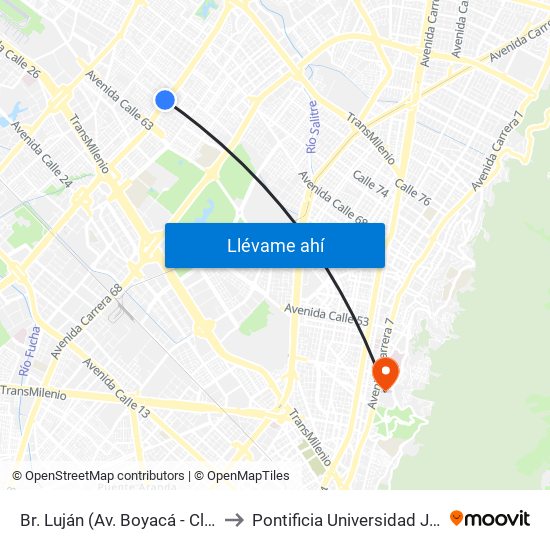 Br. Luján (Av. Boyacá - Cl 64h) (A) to Pontificia Universidad Javeriana map