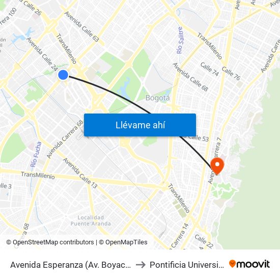 Avenida Esperanza (Av. Boyacá - Av. Esperanza) (A) to Pontificia Universidad Javeriana map