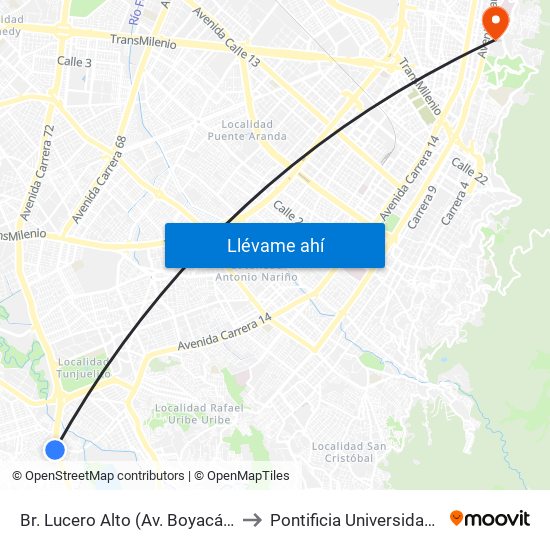Br. Lucero Alto (Av. Boyacá - Kr 18q) (A) to Pontificia Universidad Javeriana map