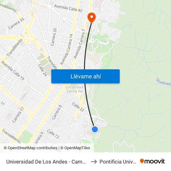 Universidad De Los Andes - Campo Deportivo (Av. Circunvalar - Cl 18) to Pontificia Universidad Javeriana map