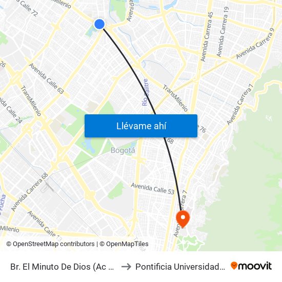 Br. El Minuto De Dios (Ac 80 - Kr 73b) to Pontificia Universidad Javeriana map