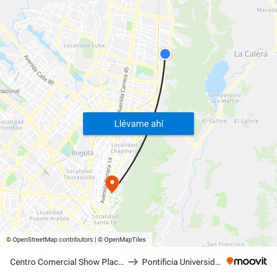 Centro Comercial Show Place (Ac 147 - Ak 7) to Pontificia Universidad Javeriana map