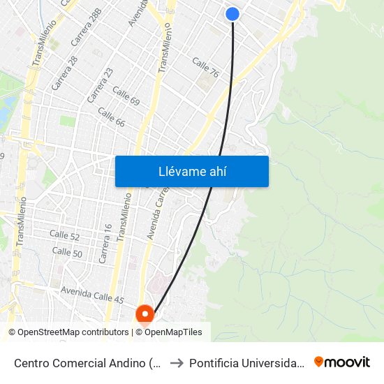 Centro Comercial Andino (Ac 82 - Kr 12) to Pontificia Universidad Javeriana map