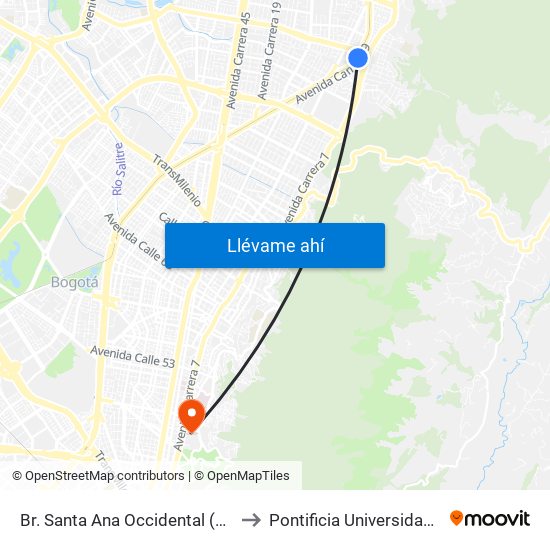 Br. Santa Ana Occidental (Ak 9 - Cl 115) to Pontificia Universidad Javeriana map