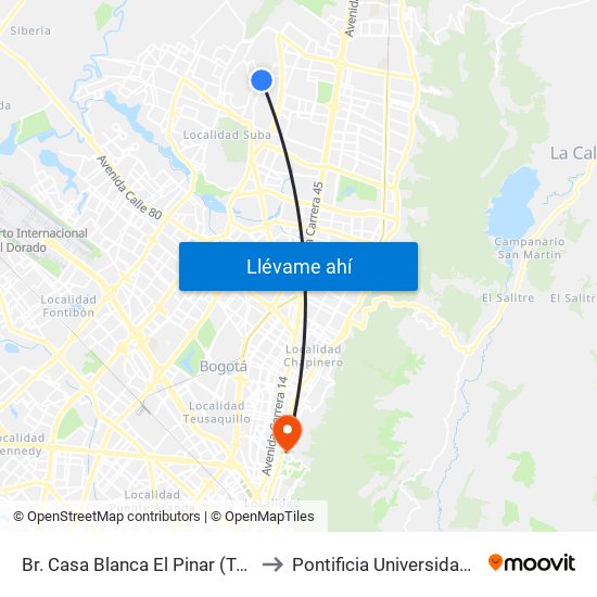 Br. Casa Blanca El Pinar (Tv 77 - Cl 160) to Pontificia Universidad Javeriana map