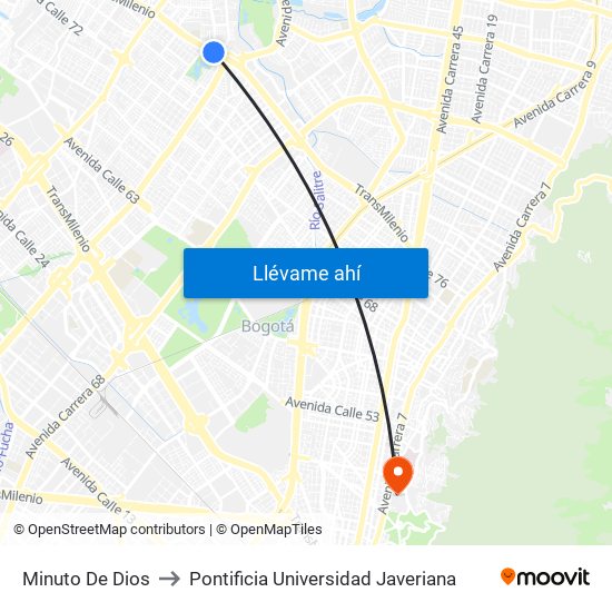 Minuto De Dios to Pontificia Universidad Javeriana map