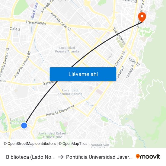 Biblioteca (Lado Norte) to Pontificia Universidad Javeriana map