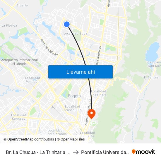 Br. La Chucua - La Trinitaria (Cl 139 - Kr 99) to Pontificia Universidad Javeriana map