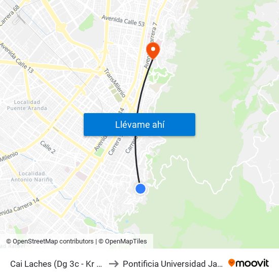 Cai Laches (Dg 3c - Kr 8 Este) to Pontificia Universidad Javeriana map