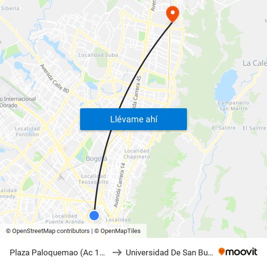 Plaza Paloquemao (Ac 19 - Kr 27) (A) to Universidad De San Buenaventura map