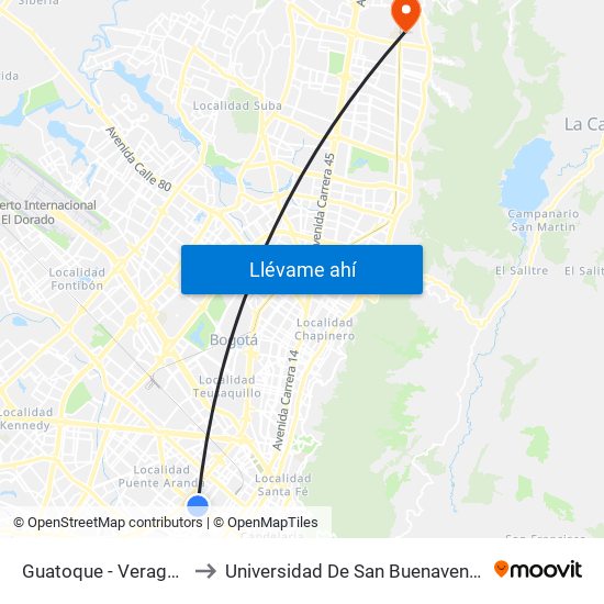 Guatoque - Veraguas to Universidad De San Buenaventura map