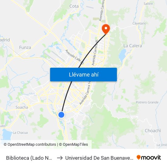 Biblioteca (Lado Norte) to Universidad De San Buenaventura map