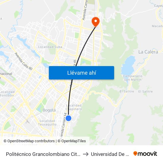 Politécnico Grancolombiano City Campus  - Calle 61 - Carrera 9 to Universidad De San Buenaventura map