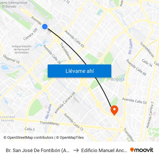 Br. San José De Fontibón (Ac 26 - Kr 96a) to Edificio Manuel Ancizar (224) map