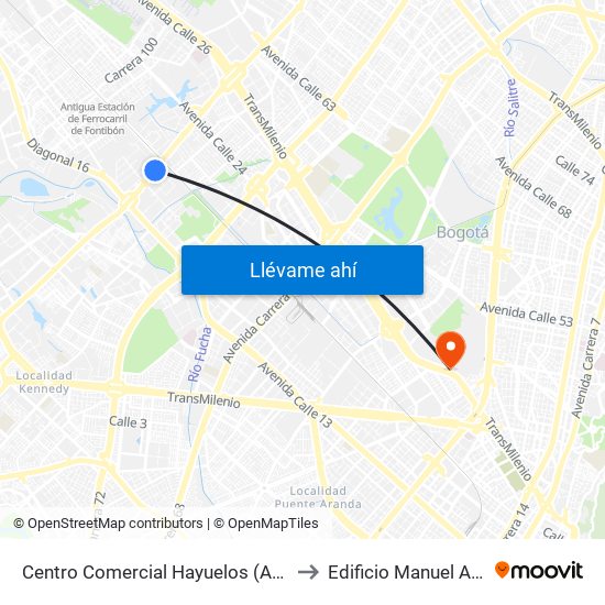 Centro Comercial Hayuelos (Av. C. De Cali - Cl 20) to Edificio Manuel Ancizar (224) map