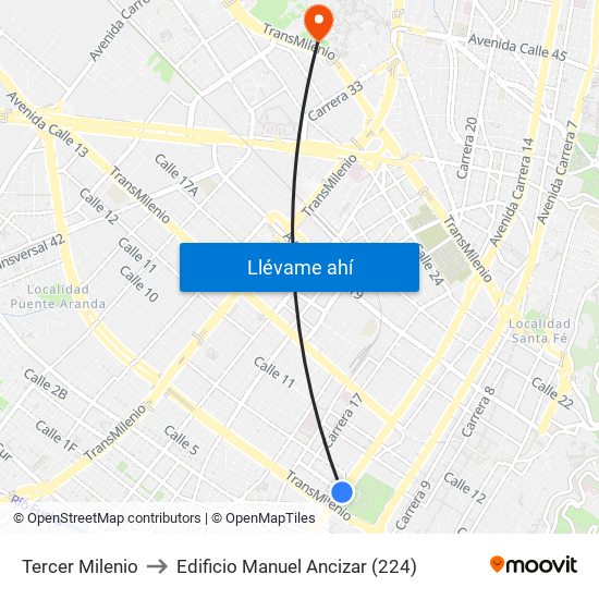 Tercer Milenio to Edificio Manuel Ancizar (224) map