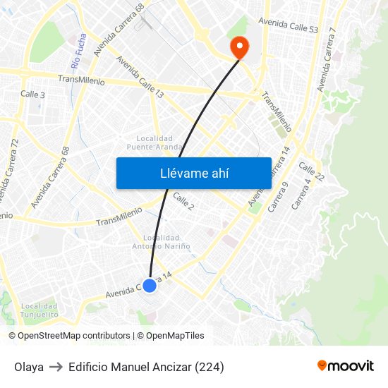 Olaya to Edificio Manuel Ancizar (224) map