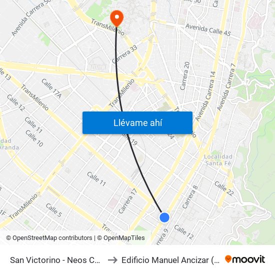 San Victorino - Neos Centro to Edificio Manuel Ancizar (224) map